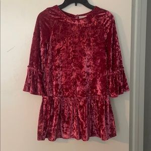 Girls pink crushed velvet dress